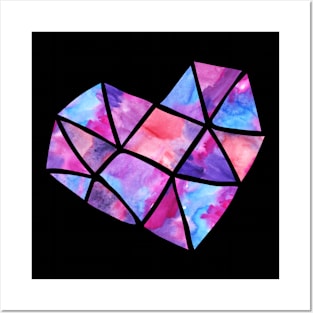 Love the world: Stained glass heart (pinks, blues, purples) Posters and Art